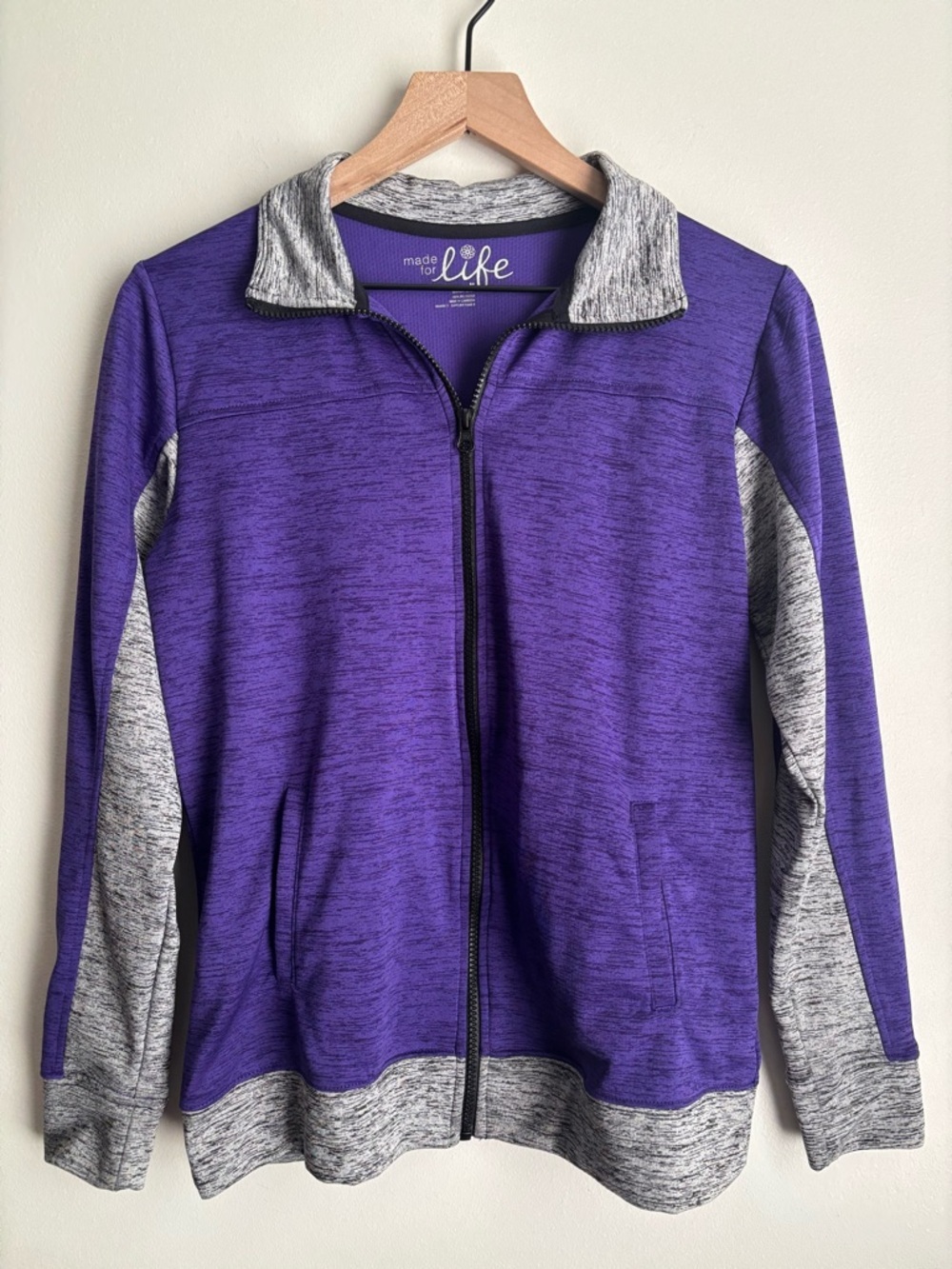Made For Life Purple Quick-Dri Zip Up Athletic Jacket Women’s Medium Activewear